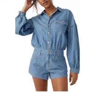 Free People Denim Romper